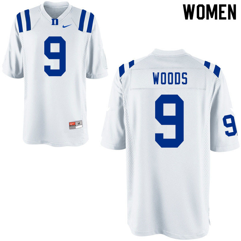 Women #9 J'Marick Woods Duke Blue Devils College Football Jerseys Sale-White - Click Image to Close